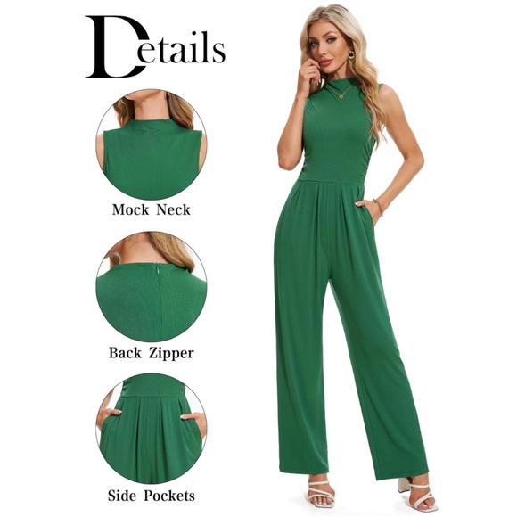 NWT Tapata Green Sleeveless Ribbed Jumpsuit Size S - Picture 3 of 5